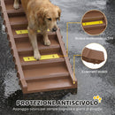 Rampa Pieghevole per Cani per Auto e Letti Alti a 10 Gradini 154x40x7,5 cm con Strisce e Tappetini Antiscivolo in PP e TPR Marrone      