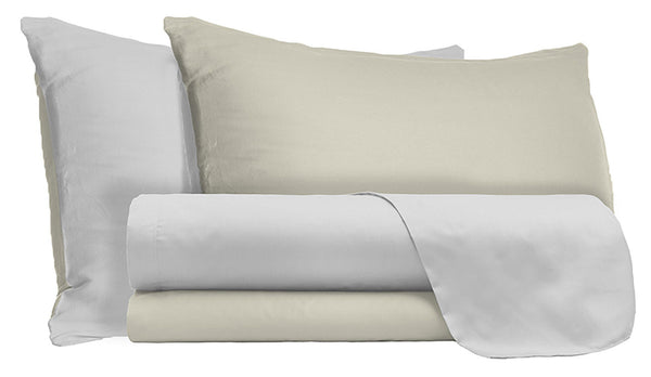 Parure de Draps et Taies d'Oreiller Réversibles Gris Clair/Crème Différentes Tailles acquista