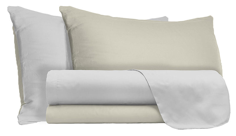 Set Lenzuola Sopra Sotto e Federe Doubleface Grigio Chiaro\/Panna Varie Misure