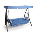 Dondolo da Giardino 3 Posti Reclinabile in Ferro e Poliestere Taddei Panama Blu e Bianco