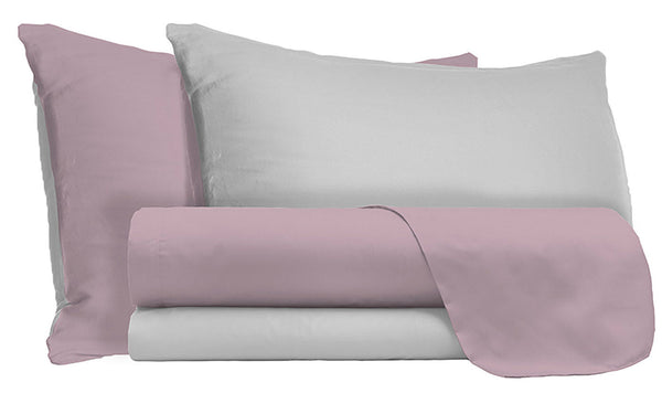 Parure de Draps et Taies d'Oreiller Réversibles Vieux Rose/Gris Clair prezzo