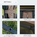 Gazebo da Giardino 3x3m con Zanzariera in Metallo Caffè