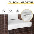 Set Salotto da Giardino in Rattan Sintetico 2 Divani e Tavolino Marrone 