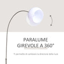 Lampada da Terra ad Arco con Paralume E27 94x30x130-180 cm in Metallo e Metallo Bianco