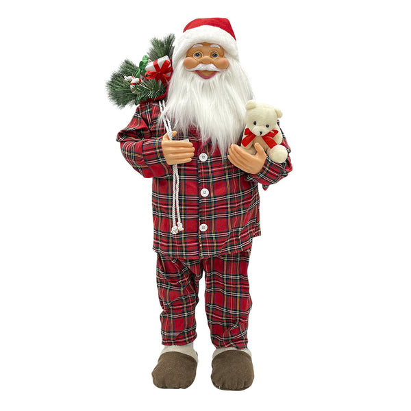 prezzo Pyjama Père Noël Tartan Rouge H110 cm avec Mini Lucioles et Sons