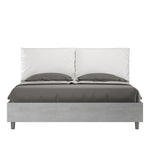 Letto Matrimoniale con Alzata Comoda Struttura Cemento con Cuscini in Similpelle Antea Bianco Varie Misure