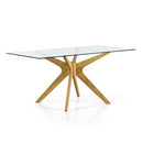 Tavolo da Sala 160x90x74 cm con top in vetro e gambe in legno incrociate