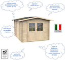 Casetta Box da Giardino per Attrezzi 300x250 cm con Porta Doppia Finestrata in Legno Naturale