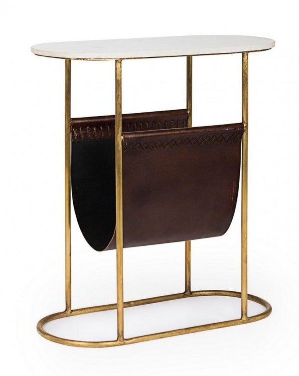 sconto Table basse en métal Marmol avec porte-revues