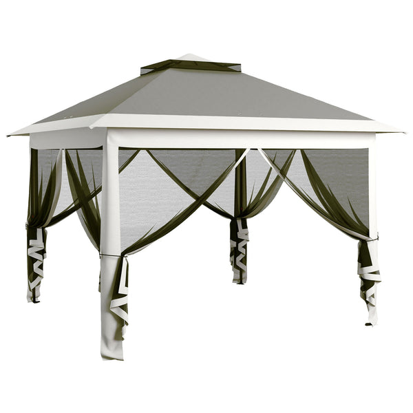 acquista Gazebo da Giardino 330x330x280 cm Altezza Regolabile con Zanzariere in Metallo e Tessuto Oxford Grigio Scuro