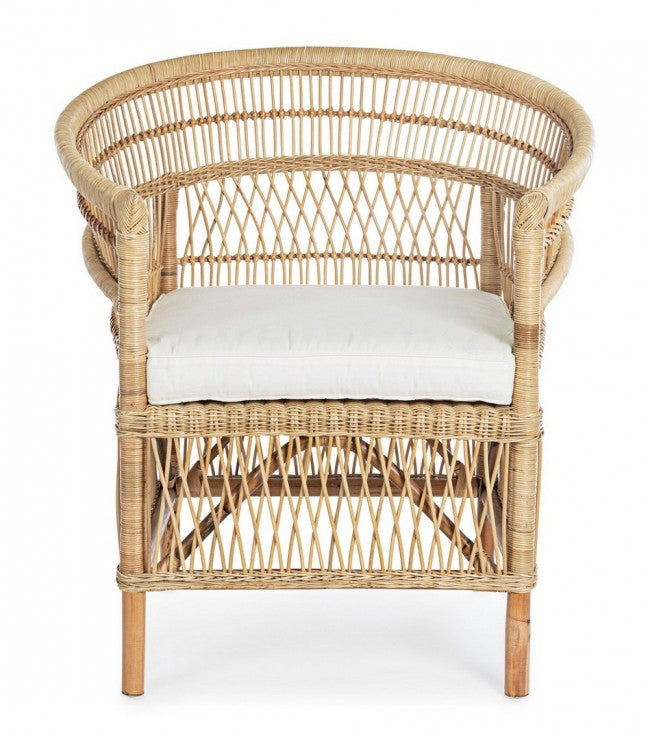 Poltrona con Cuscini Josefina con Cuscino in Fibre Naturali Naturale