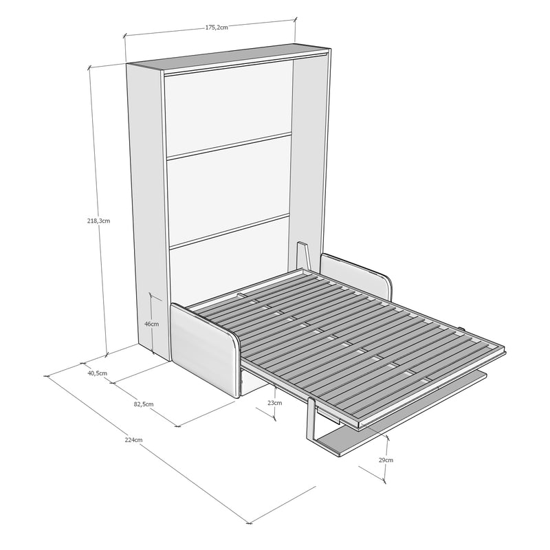 Letto Matrimoniale Francese A Scomparsa 140 Versia Con Divano Bianco      