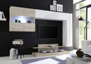 Parete Attrezzata Mobili Soggiorno 2 Pensili 1 Mobile TV 1 Vetrina in Melaminico 248x40x175cm TFT Nico Bianco Rovere