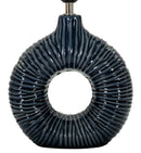 Lampada da Tavolo Seta Blu 28,5x15x43 cm in Ceramica e Ferro e Tessuto Blu      