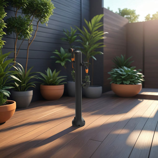 sconto Fontana da Giardino in Alluminio Tubo 7,5 m e Pistola a Spruzzo con 8 Getti Sined Alu Nero