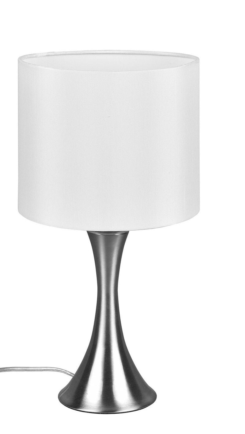 Lampada da Tavolo da Interno Attacco E27 in Metallo Nichel Satinato 