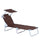 Chaise longue pliante inclinable en fer avec pare-soleil Oxford marron