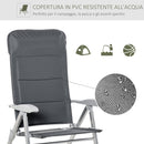 Sedia da Pesca Pieghevole con Schienale Regolabile 75x61,5x76-115 cm in Alluminio e Poliestere Grigio   