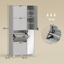 Scarpiera con Specchio 82x30x168 cm 4 Cassetti Ribalta e Armadietto 2 Ante in MDF Grigio      