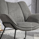Poltrona Imbottita 71,5x67x79 cm in Tessuto Effetto Lino Grigio  