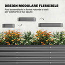 Orto Rialzato con Traliccio per Rampicanti 220x110x150 cm Fondo Aperto in Metallo Grigio Scuro      