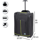 Trolley Cabina Morbido Bagaglio a Mano 35x20x50 cm con Maniglia Telescopica Nero Verde      