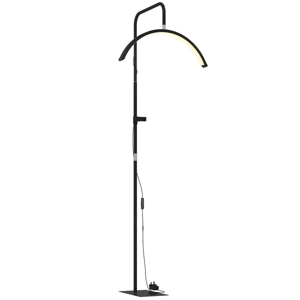 Lampada da Terra LED con Testa a Mezza Luna 77,5x20,5x136-186 cm Temperatura Colore Regolabile Telecomando Nero online