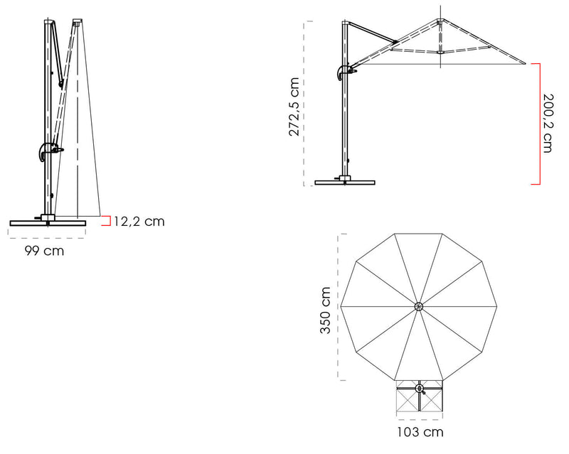 Ombrellone da Giardino Decentrato Ø3,5m in Alluminio Telo in Poliestere Mosini Jazz Bianco