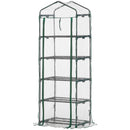 Mini Serra per Piante a 5 Ripiani 69x49x193 cm in Acciaio Verde