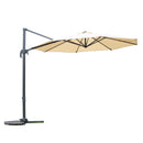 Ombrellone Decentrato da Giardino in Alluminio Ø2.95x2.5m 360° Beige 