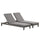 Set de 2 Transats en Acier avec Coussin Gris