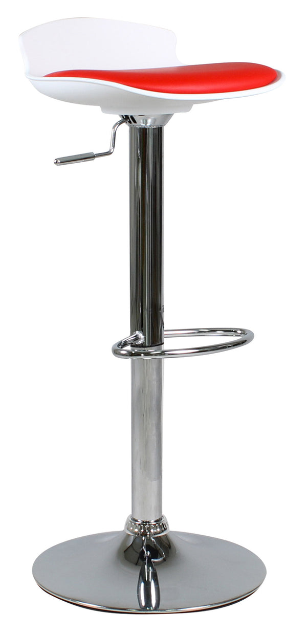 Tabouret avec Vérin à Gaz et Siège Pivotant en Polypropylène et Simili Cuir Vandi Blanc et Rouge prezzo