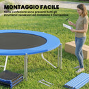 Trampolino Ø305x248 cm con Rete di Protezione e Scaletta per Esterni in Acciaio e PP Blu      