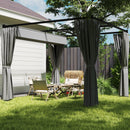 Pergola da Giardino 300x300x227 cm con Tetto Retrattile e Tende in Metallo e Poliestere Grigio Chiaro      