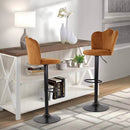 Set 2 Sgabelli 38x38x60/80 cm in Velluto Base Nera Cammello