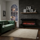 Camino Elettrico da Parete o Incasso Alaro Plus 127x18x52 cm Effetto Fiamma Telecomando in MDF Nero