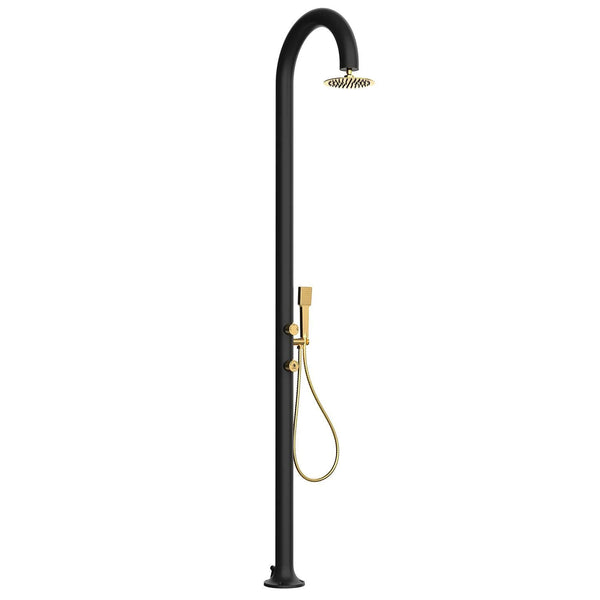 sconto Doccia da Giardino in Alluminio Rubinetteria e Soffione Oro Sined Luna Alu D Nero