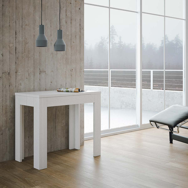 Console en Bois Extensible H76,5x47x90/297cm 5 Extensions Itamoby Magix Blanc Brillant Classique acquista