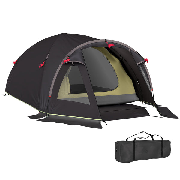 Tenda a Tunnel Impermeabile 330x190x120 cm per 2-4 Persone con Finestre Laterali e Gancio Nero sconto