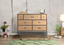 Comò Malé105x38x82 cm Legno di Abete e Impiallacciatura di frassino e MDF e in Ferro Marrone e Grigio