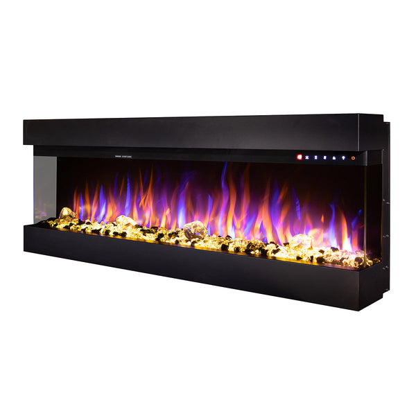 sconto Cheminée Électrique Encastrable 48,4x127x20 cm Effet Flamme 1500W Dalas Maxi Noir