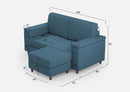 Divano 2 Posti con Pouf 148x155x85 cm Marrak in Tessuto Avio