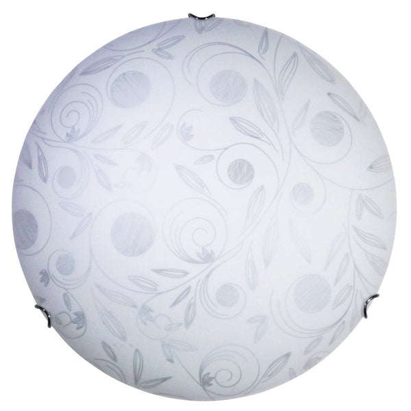 sconto Plafonnier 2xE27 Crochets Chrome Plaque Verre Blanc Décoré Jardin E-Energy Clara