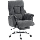 Sedia da Ufficio Girevole Reclinabile a 3 Livelli 80x80x106-114A cm con Doppia Imbottitura Poggiapiedi in Flanella Grigio Scuro      