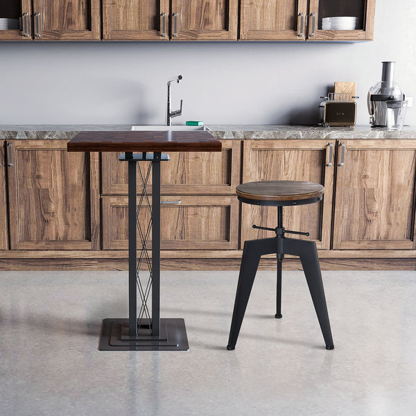 Tabouret de bar haut réglable en hauteur en métal et bois noir prezzo