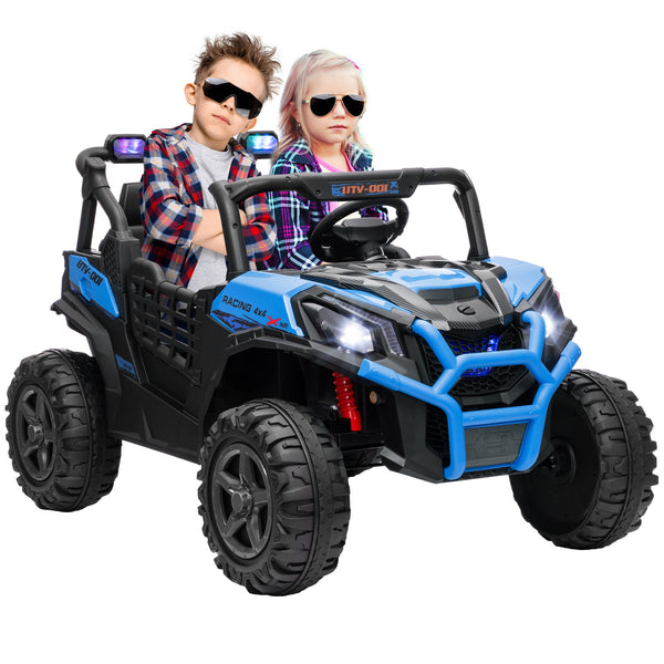 sconto Macchina Elettrica per Bambini a 2 Posti Doppio Motore 24V 3 Velocità Blu