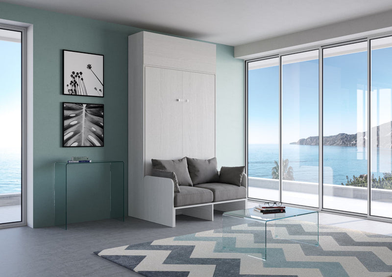 Letto 1 Piazza e Mezzo a Scomparsa Salvaspazio con Sofà Kentaro H250 cm Bianco