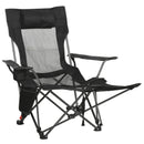 Sedia da Campeggio Pieghevole 58x148x90 cm con Poggiapiedi Nera