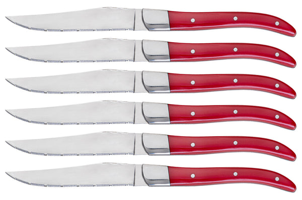 Set de 6 Couteaux à Steak Lame Dentée Manche Acrylique Alì Rouge acquista