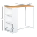 Tavolo Alto da Bar 115x55x100 cm con Mensole  Bianco